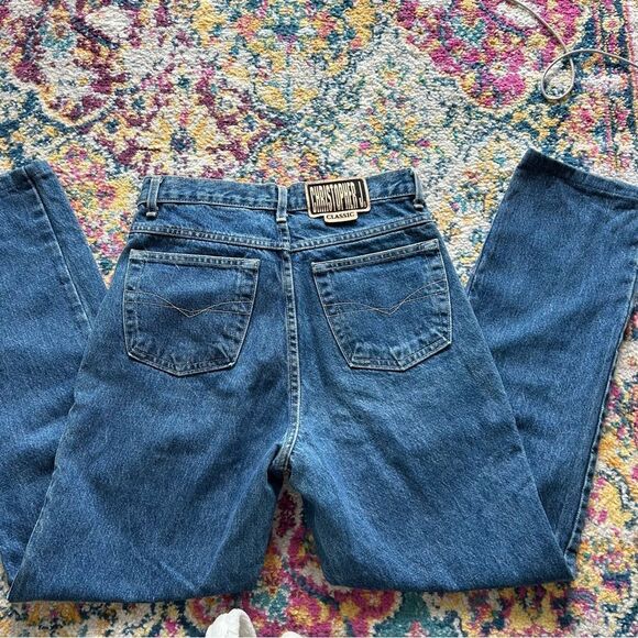 Rare 90s vintage painted Mom jeans Dark wash preppy indie jeans - Picture 7 of 10